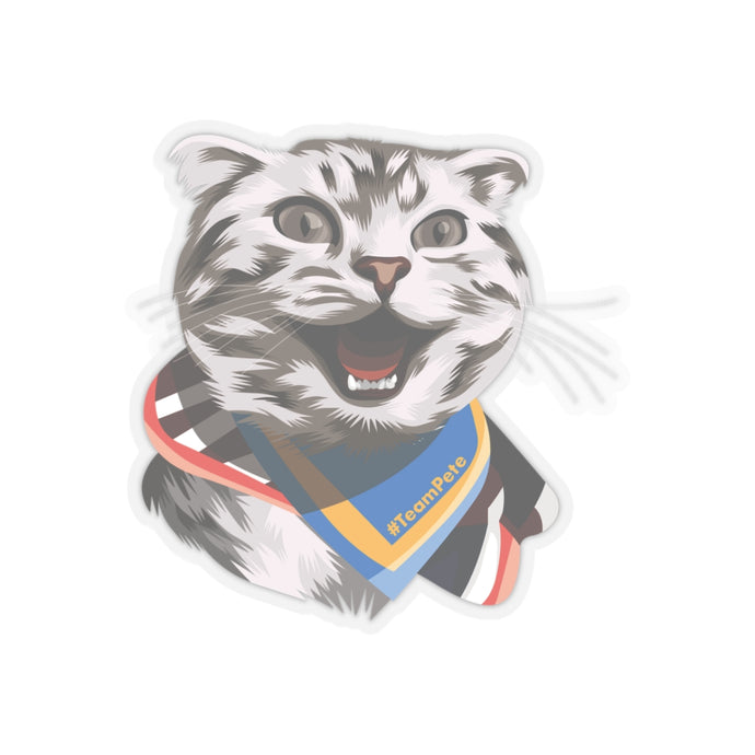 Happy Excited Cat - #TeamPete - Kiss-Cut Stickers