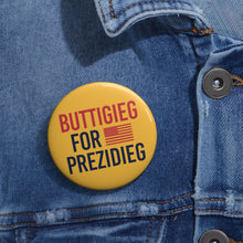 Load image into Gallery viewer, Buttigieg for Prezidieg! Yellow Pin Buttons