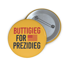 Load image into Gallery viewer, Buttigieg for Prezidieg! Yellow Pin Buttons