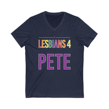 Load image into Gallery viewer, Lesbians 4 Pete Unisex Jersey Short Sleeve V-Neck Tee