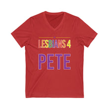 Load image into Gallery viewer, Lesbians 4 Pete Unisex Jersey Short Sleeve V-Neck Tee