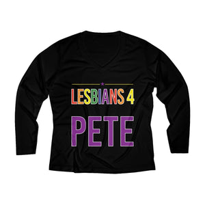 Lesbians 4 Pete Long Sleeve Performance V-neck Tee - mayor-pete