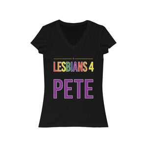 Lesbians 4 Pete Women's Jersey Short Sleeve V-Neck Tee - mayor-pete