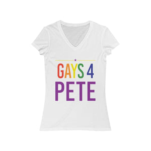 Gays 4 Pete Women's Jersey Short Sleeve V-Neck Tee - mayor-pete