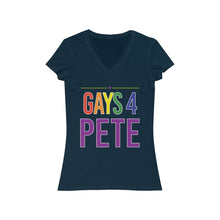 Load image into Gallery viewer, Gays 4 Pete Women&#39;s Jersey Short Sleeve V-Neck Tee - mayor-pete