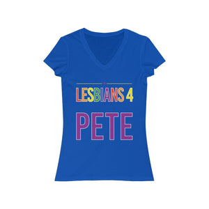 Lesbians 4 Pete Women's Jersey Short Sleeve V-Neck Tee - mayor-pete