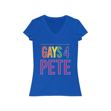 Load image into Gallery viewer, Gays 4 Pete Women&#39;s Jersey Short Sleeve V-Neck Tee - mayor-pete