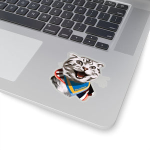 Happy Excited Cat - #TeamPete - Kiss-Cut Stickers