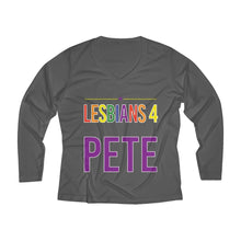 Load image into Gallery viewer, Lesbians 4 Pete Long Sleeve Performance V-neck Tee - mayor-pete