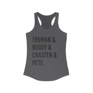 "Truman & Buddy" - Women's Ideal Racerback Tank - mayor-pete